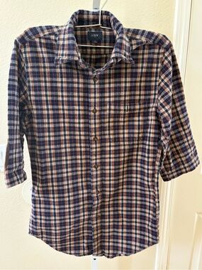 J. Crew Plaid Rugged Button-down Shirt with Elbow Patches - Size XS